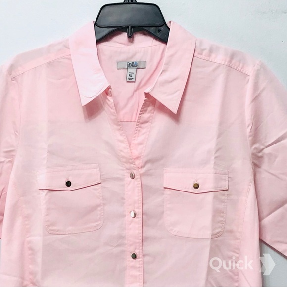 PXL - NWT Croft & Barrow Pink Roll-Tab Shirt - Picture 3 of 9